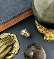 14k solid gold pumpkin ring handcarved halloween gol jewelry jack-o