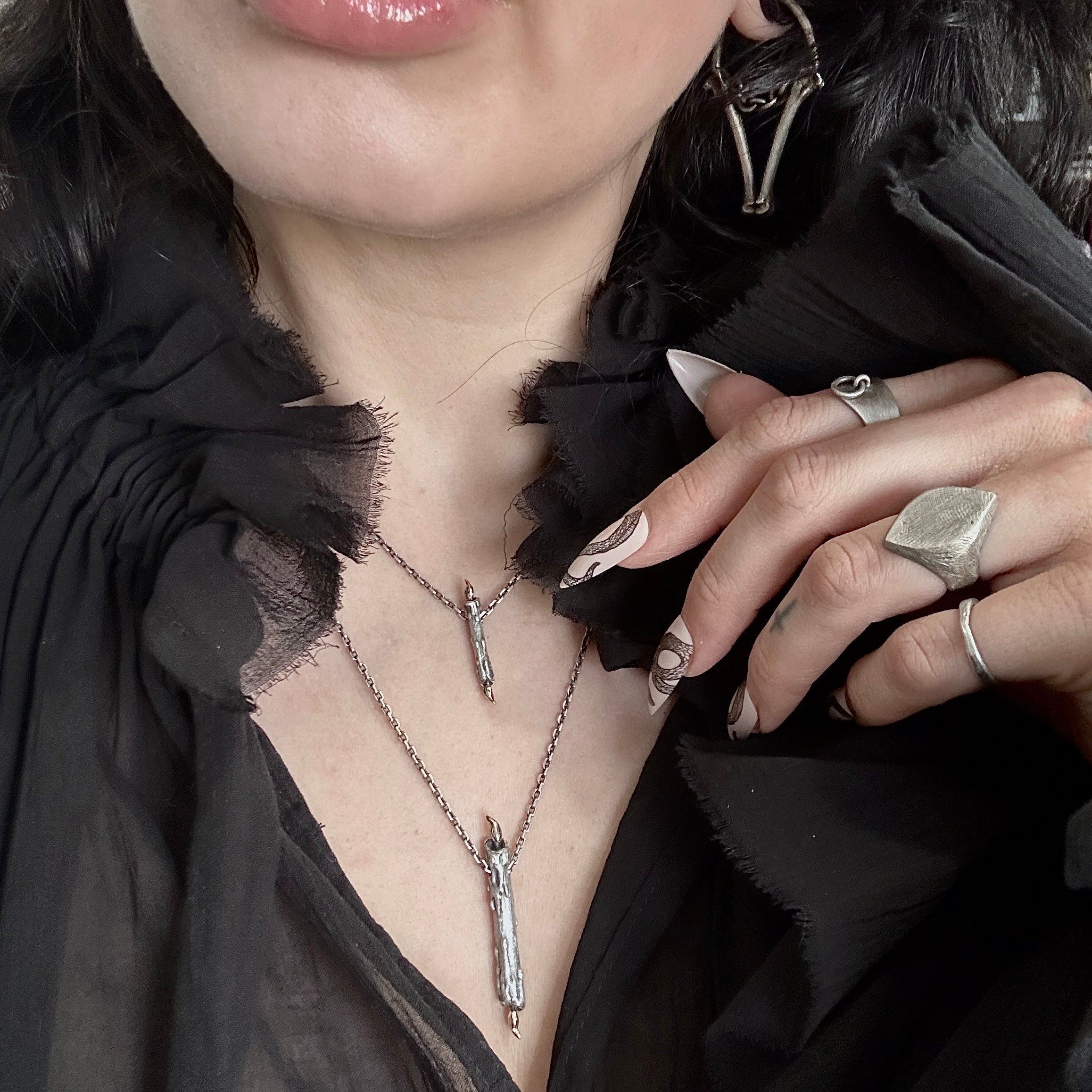 Mini Midnight Society Pendant - Small Burning at Both ends Candle Necklace - Ready to Ship