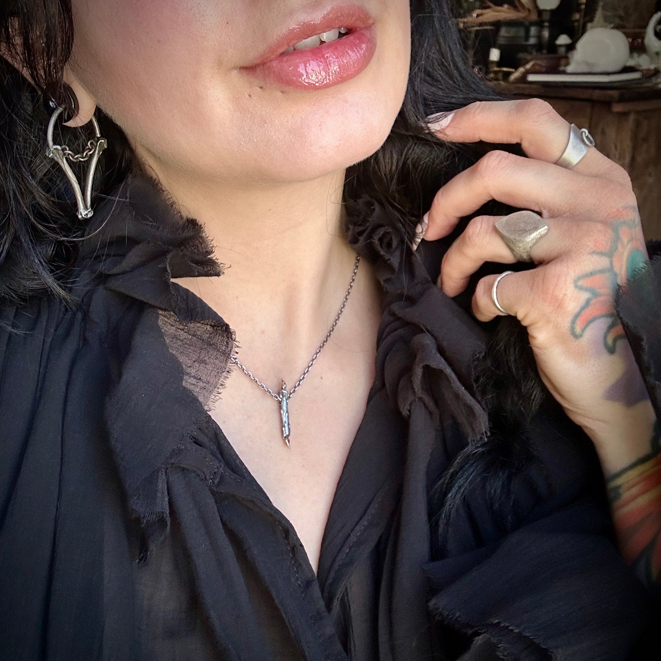 Mini Midnight Society Pendant - Small Burning at Both ends Candle Necklace - Ready to Ship