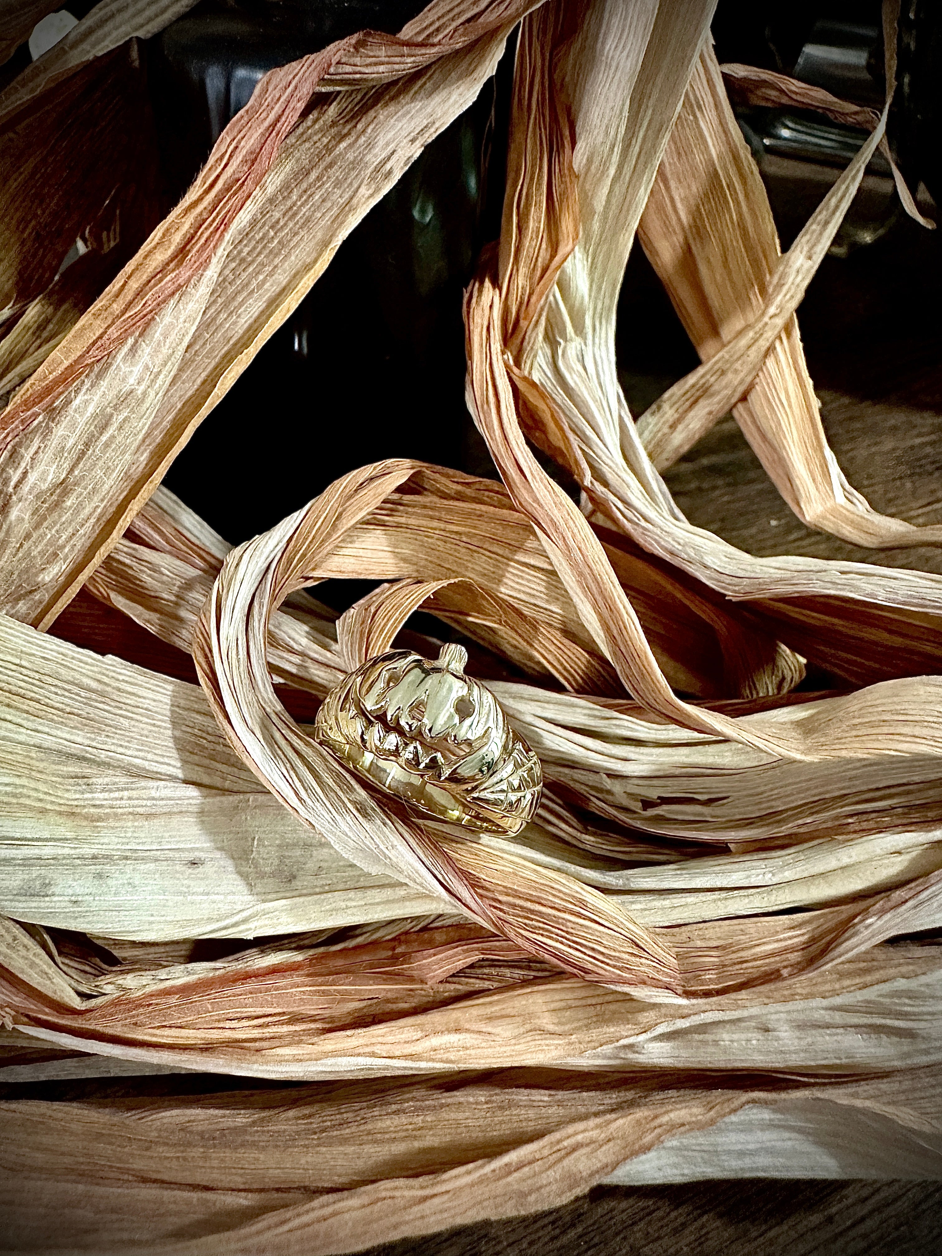 Small Classic Jack-O Pumpkin Ring 14k Gold