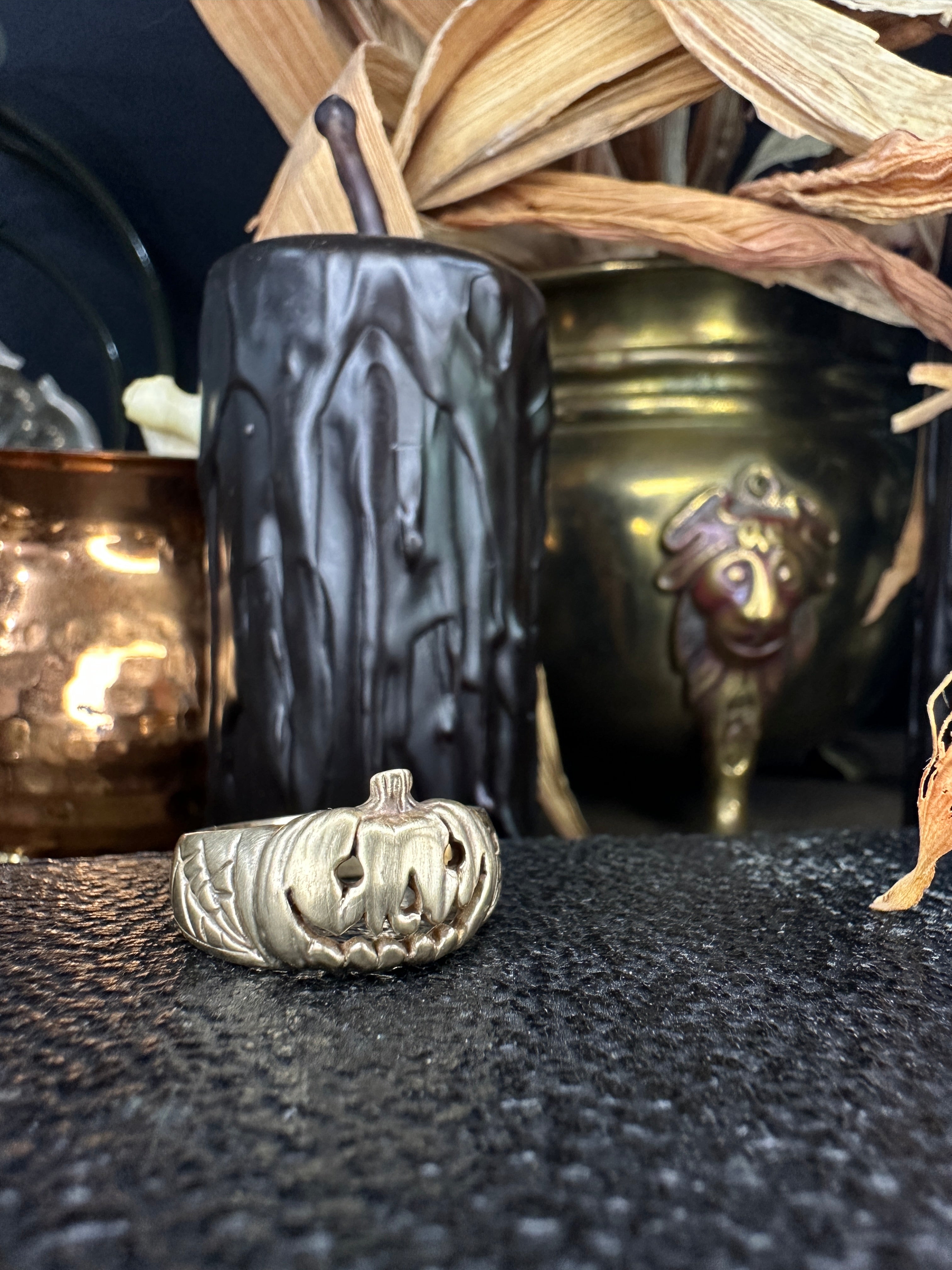 Small Classic Jack-O Pumpkin Ring 14k Gold