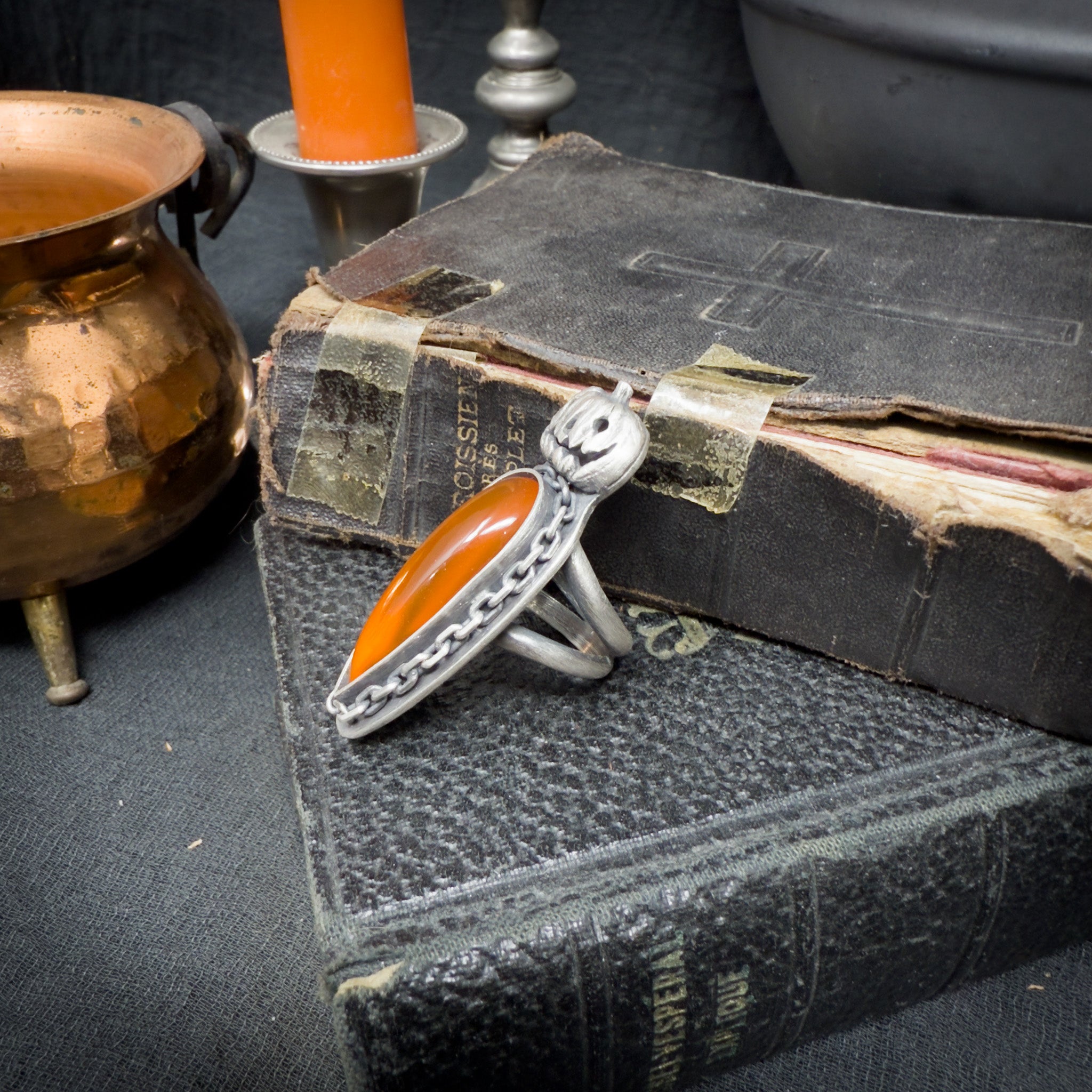 Pumpkin King Orange Chalcedony Ring or Pendant LIMITED