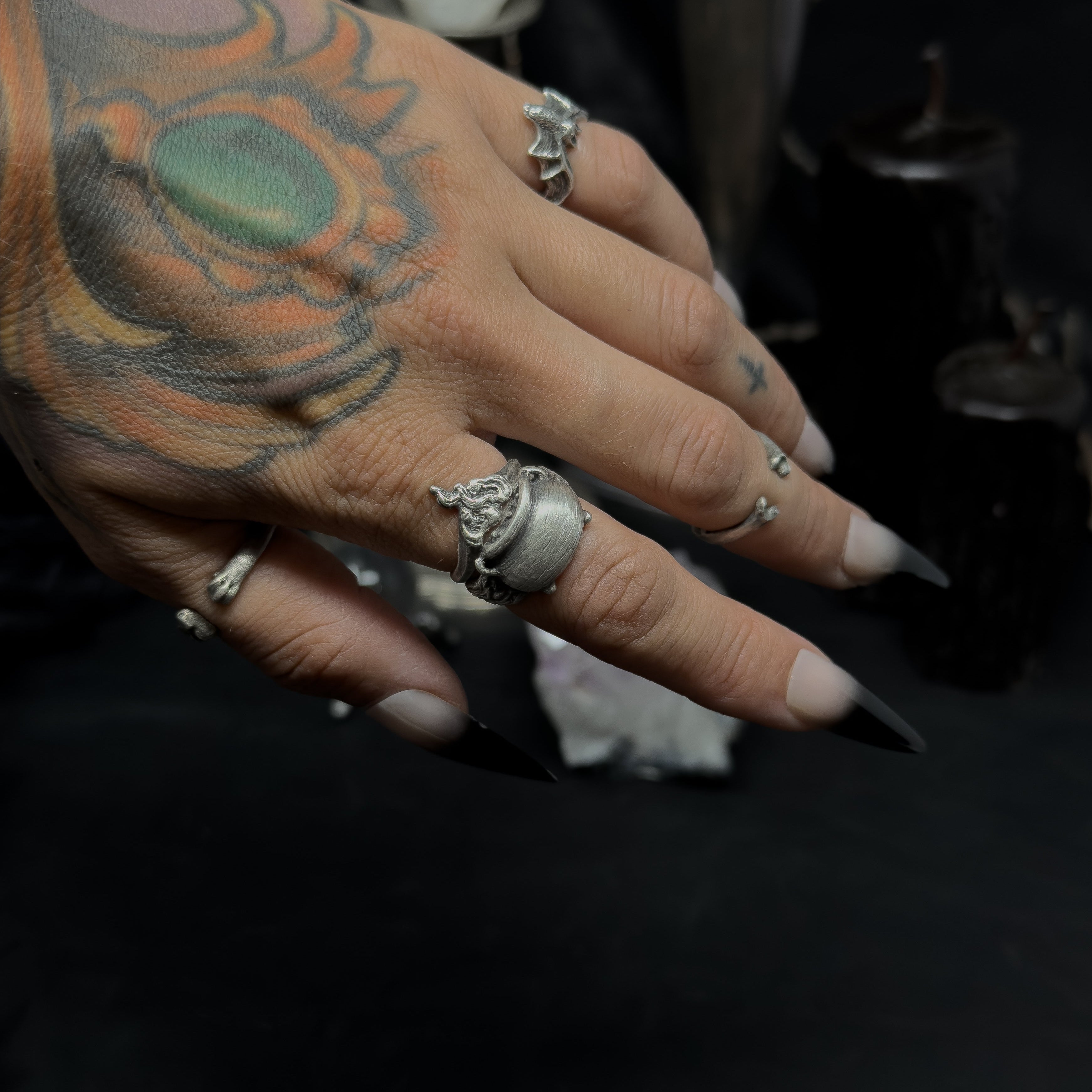 Smoke Ring - Witchy Silver Stacker Ring