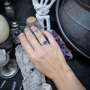 Cat-acombs Portal Ring Amethyst - Bones silver ring - LIMITED