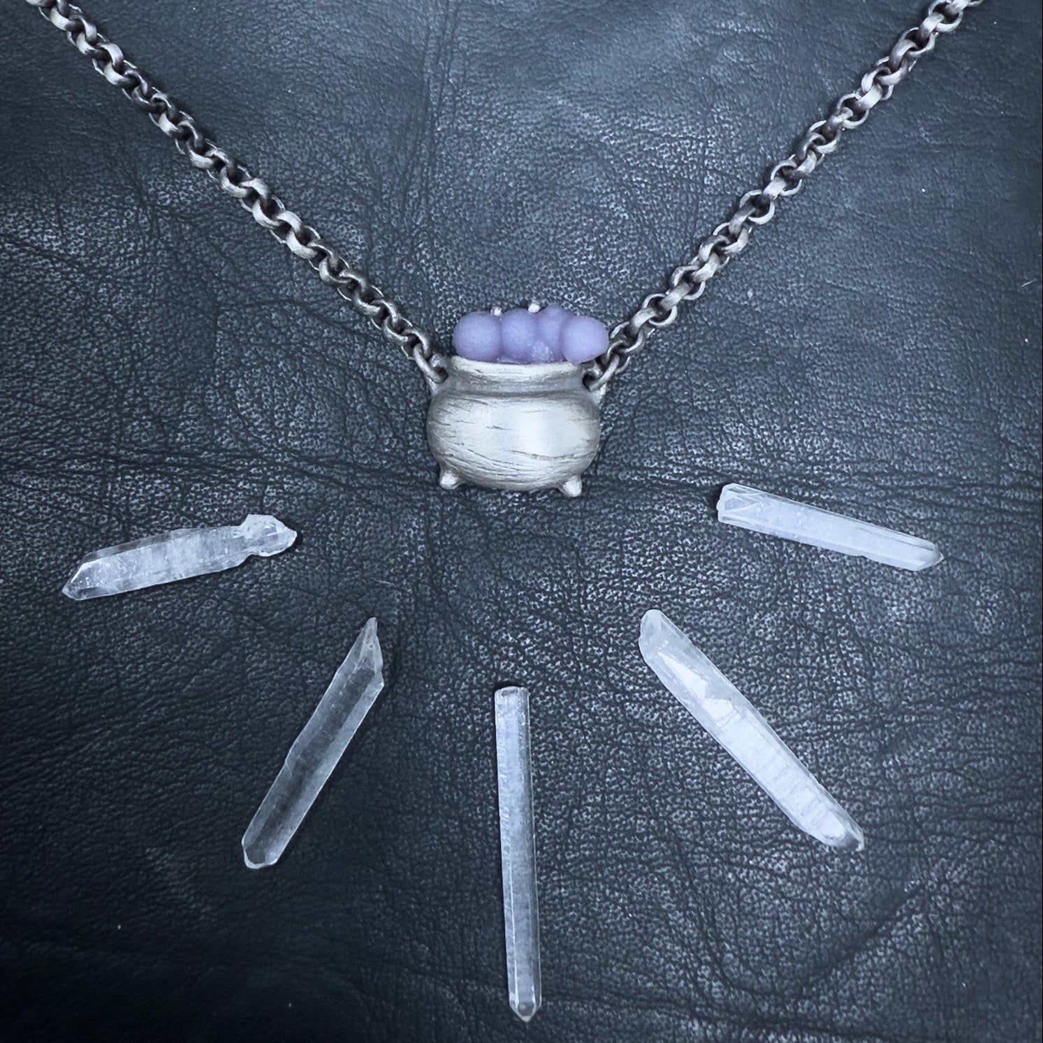 Bubbling Grape Agate Cauldron Necklace LIMITED  Witchy Pendant