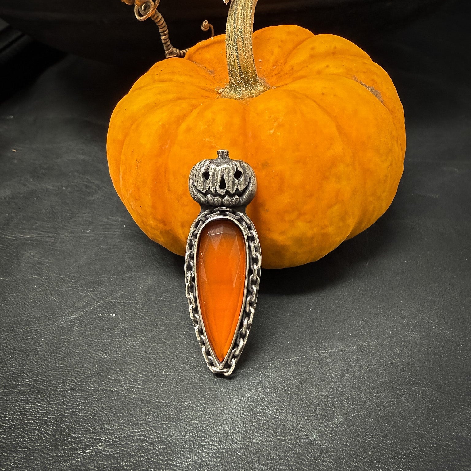 Pumpkin King Orange Chalcedony Ring or Pendant LIMITED