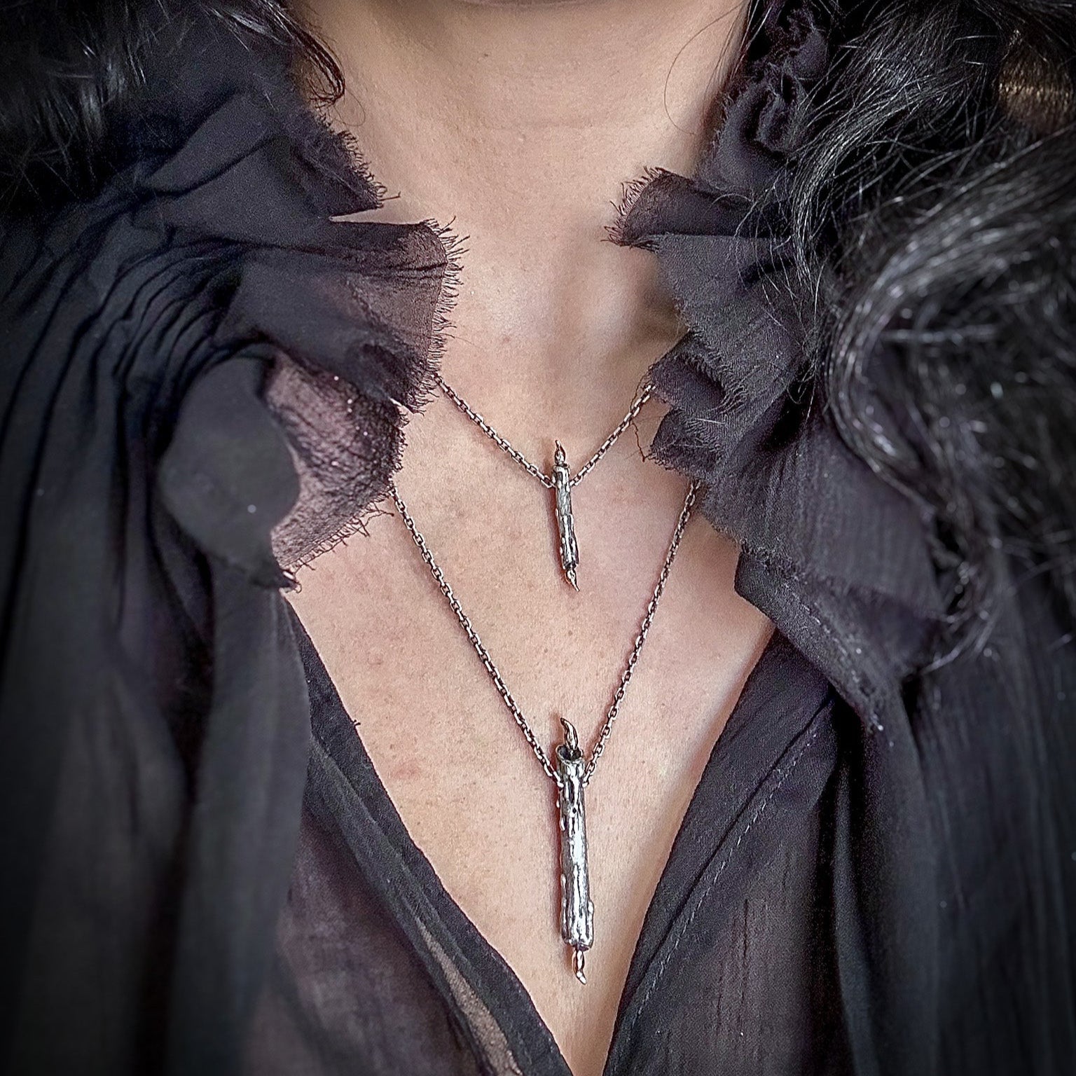 Midnight Society Pendant - Burning at Both ends Candle Necklace