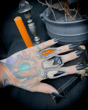 Pumpkin King Petrified Palm Root Ring sz 8.5