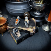 Pumpkin King Petrified Palm Root Ring sz 8.5