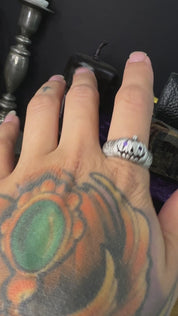 Gemstone Classic Jack-O Pumpkin Ring – Handcrafted Sterling Silver Halloween Jewelry