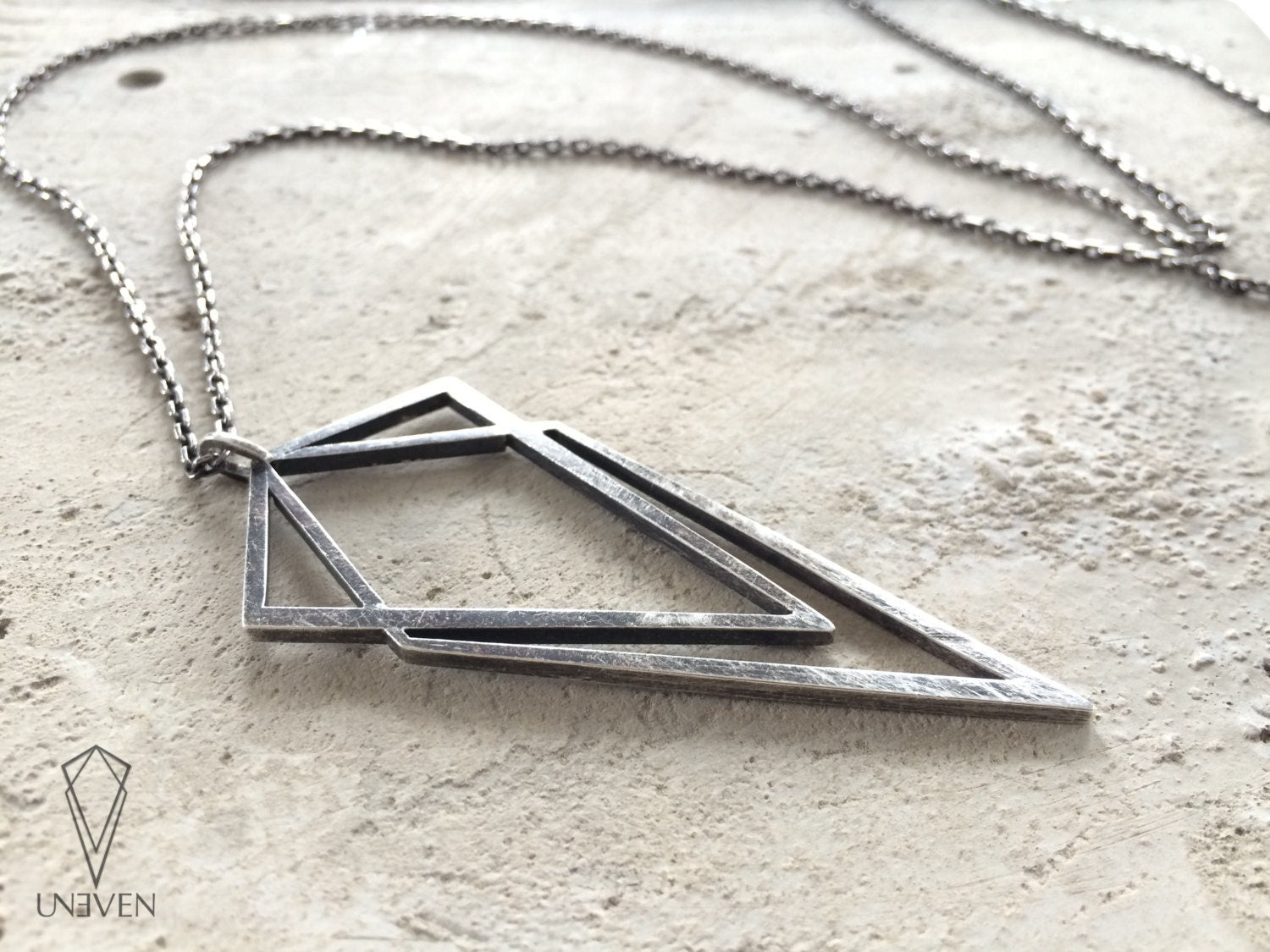 Uneven Signature Pendant Necklace