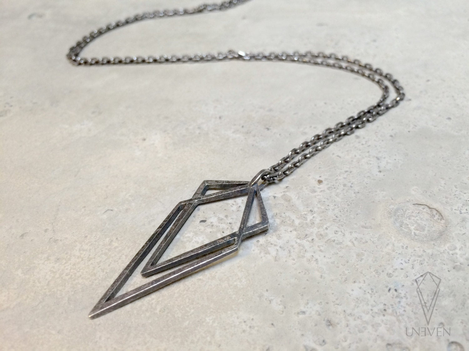 Uneven Small Signature Pendant Necklace
