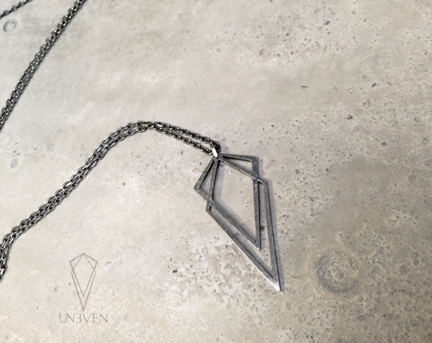 Uneven Small Signature Pendant Necklace