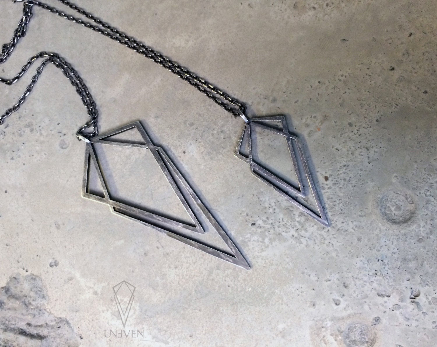 Uneven Small Signature Pendant Necklace