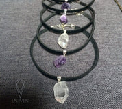 Leather and Crystal Choker Necklace