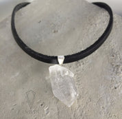 Leather and Crystal Choker Necklace