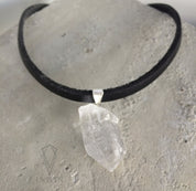 Leather and Crystal Choker