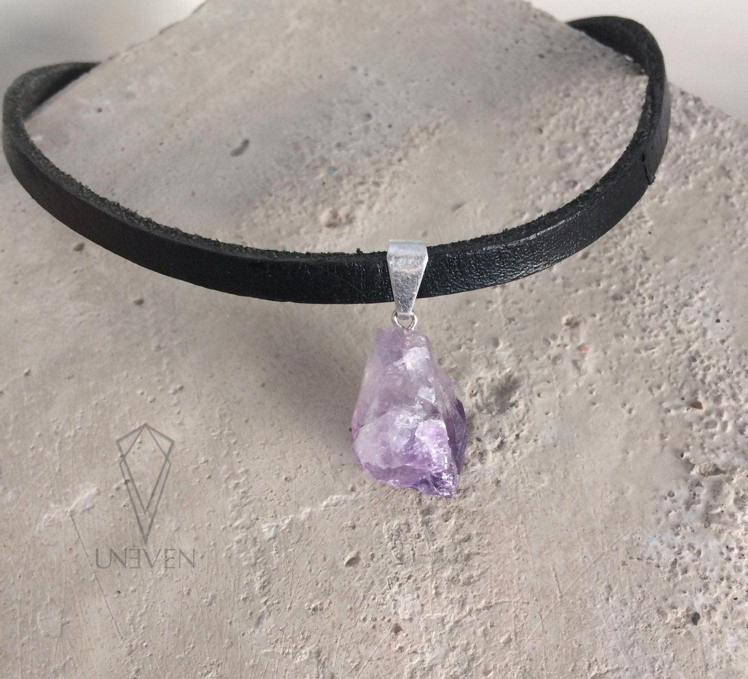 Leather and Crystal Choker Necklace