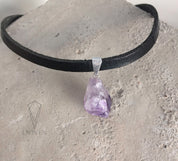 Leather and Crystal Choker Necklace