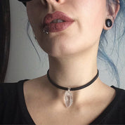Leather and Crystal Choker Necklace