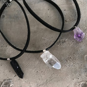 Leather and Crystal Choker Necklace