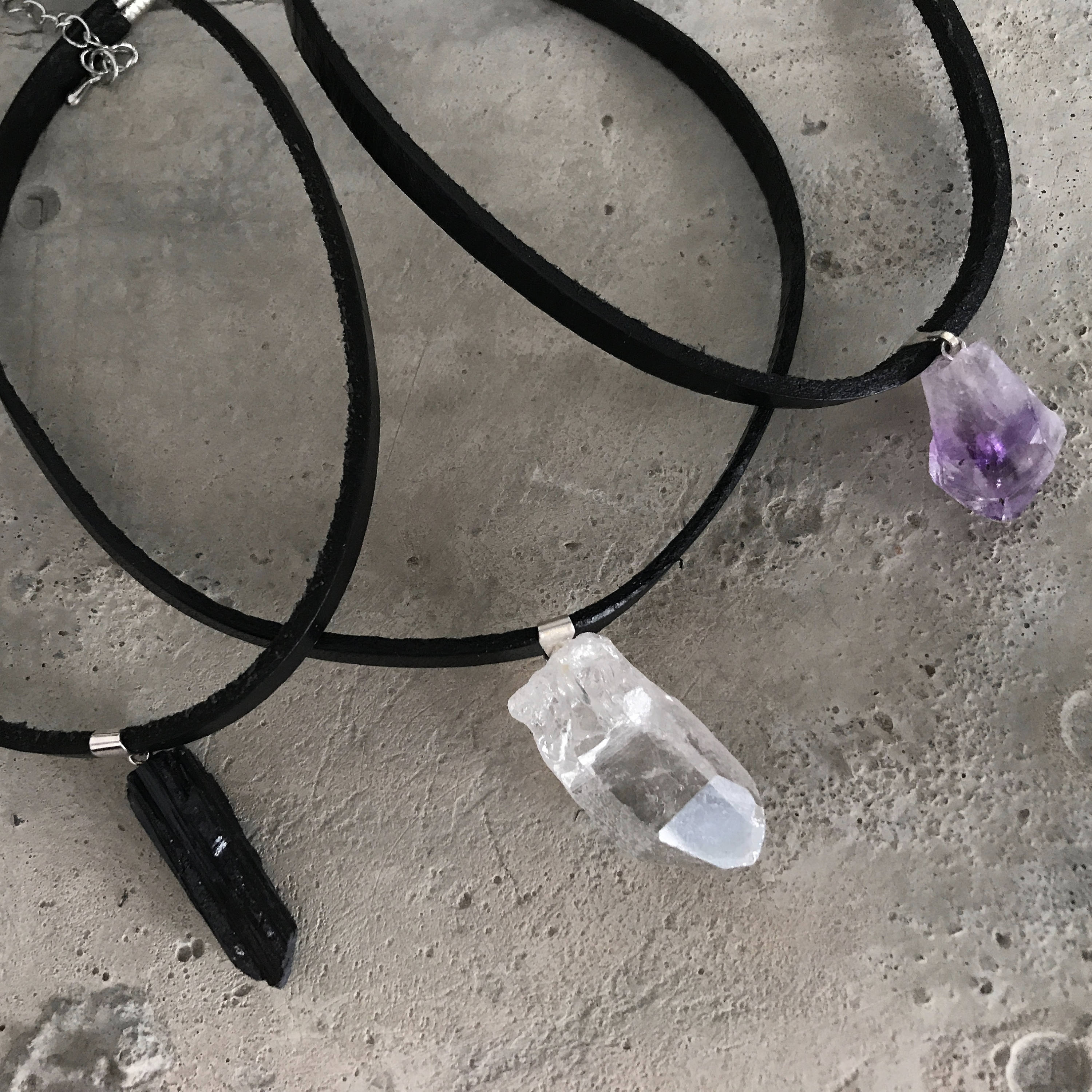 Leather and Crystal Choker Necklace