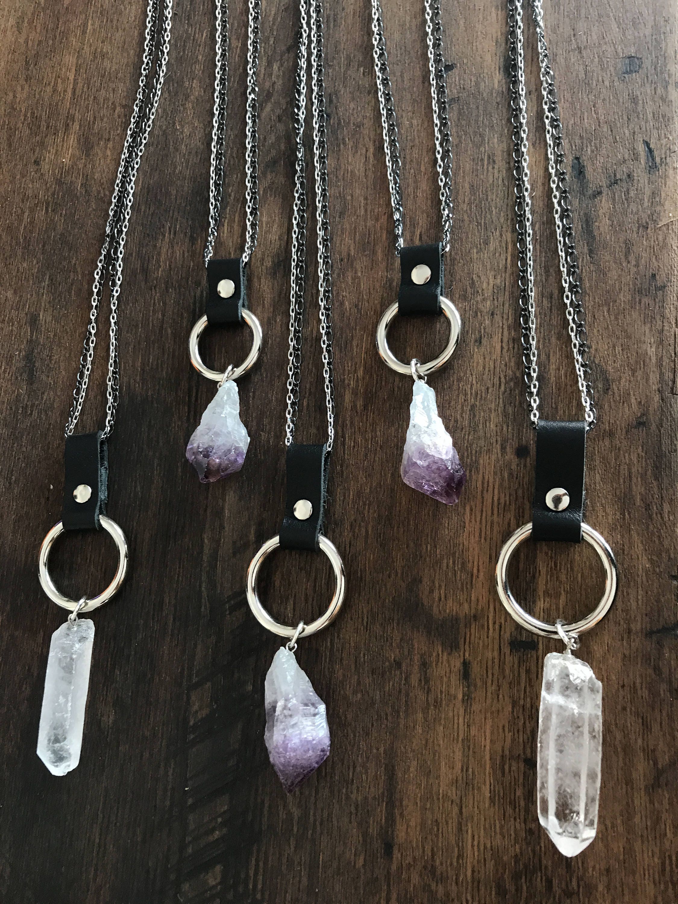 Witchy Mermaid Crystal Leather Necklace