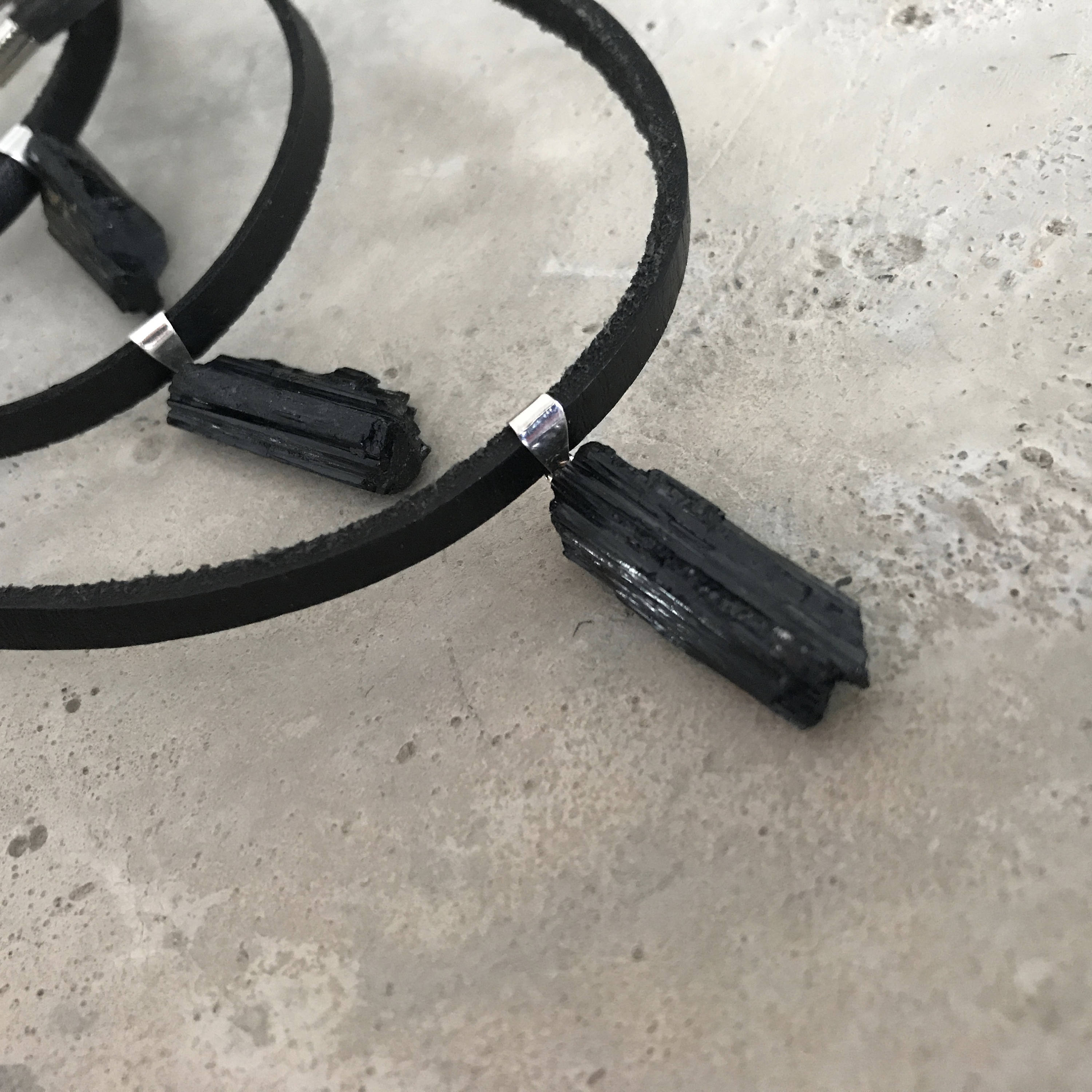 Leather and Crystal Choker Necklace