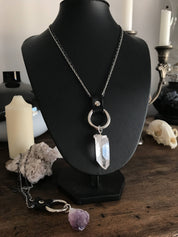 Witchy Mermaid Crystal Leather Necklace - Ready to Ship
