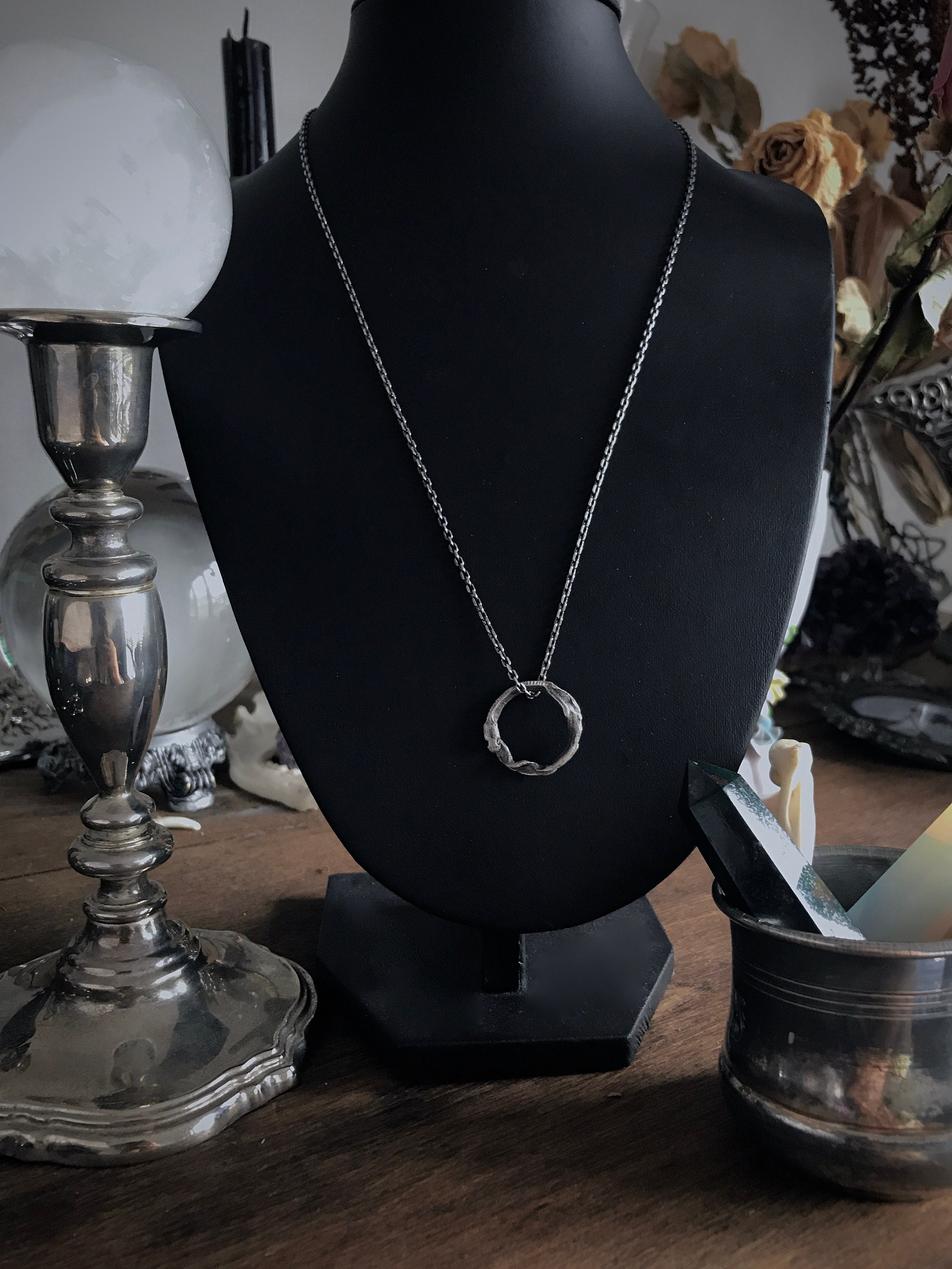 Mini Dangling Ouroboros Pendant Necklace