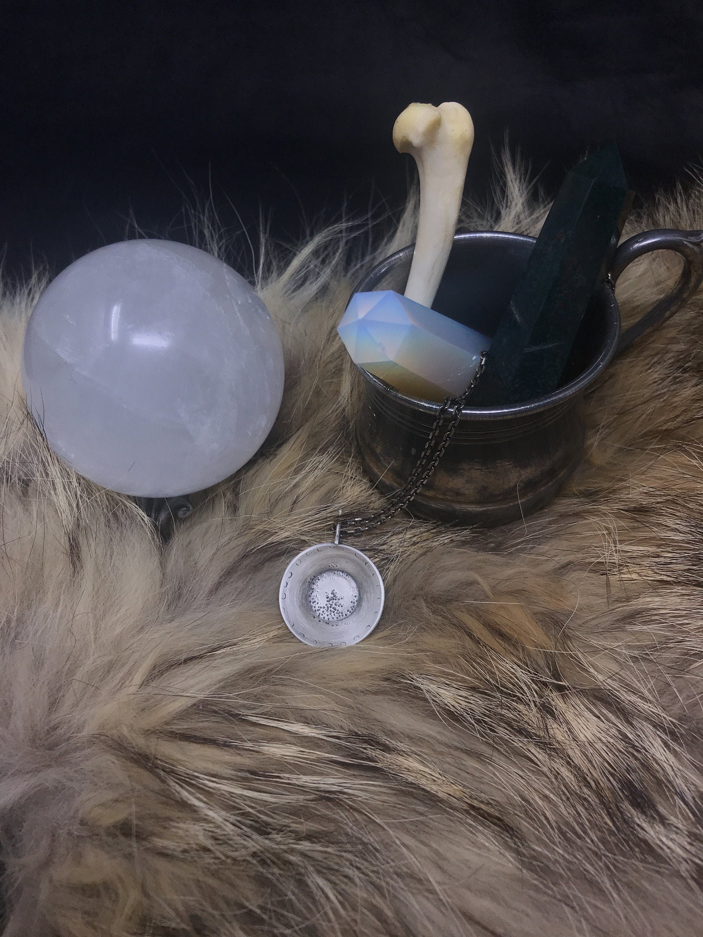 The Grim, Divination Tea Cup Pendant Necklace - Ready to Ship