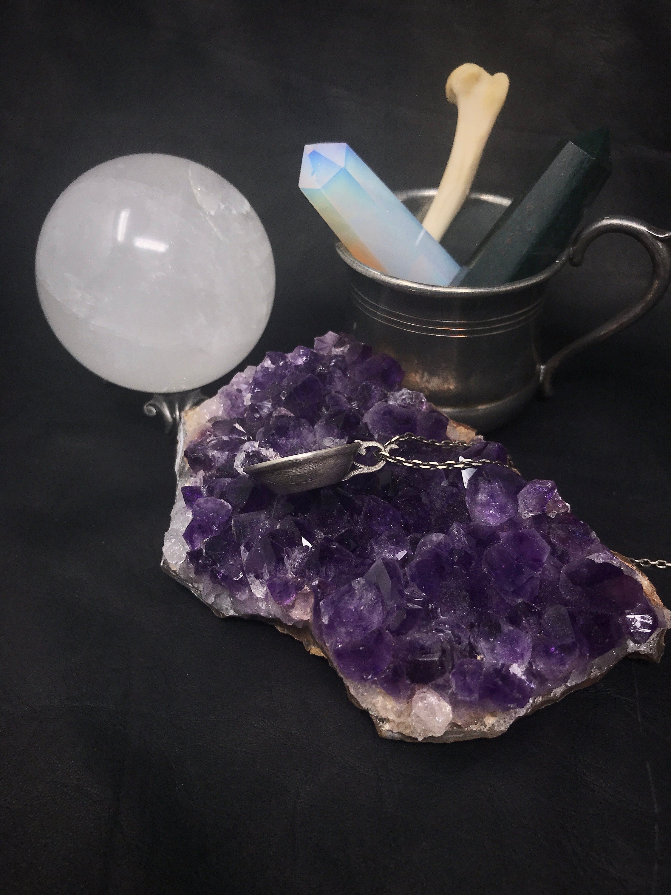 The Grim, Divination Tea Cup Pendant Necklace - Ready to Ship