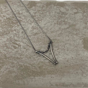Bones and Chain Big V Pendant necklace - Ready to Ship
