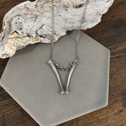 Bones and Chain Big V Pendant necklace - Ready to Ship
