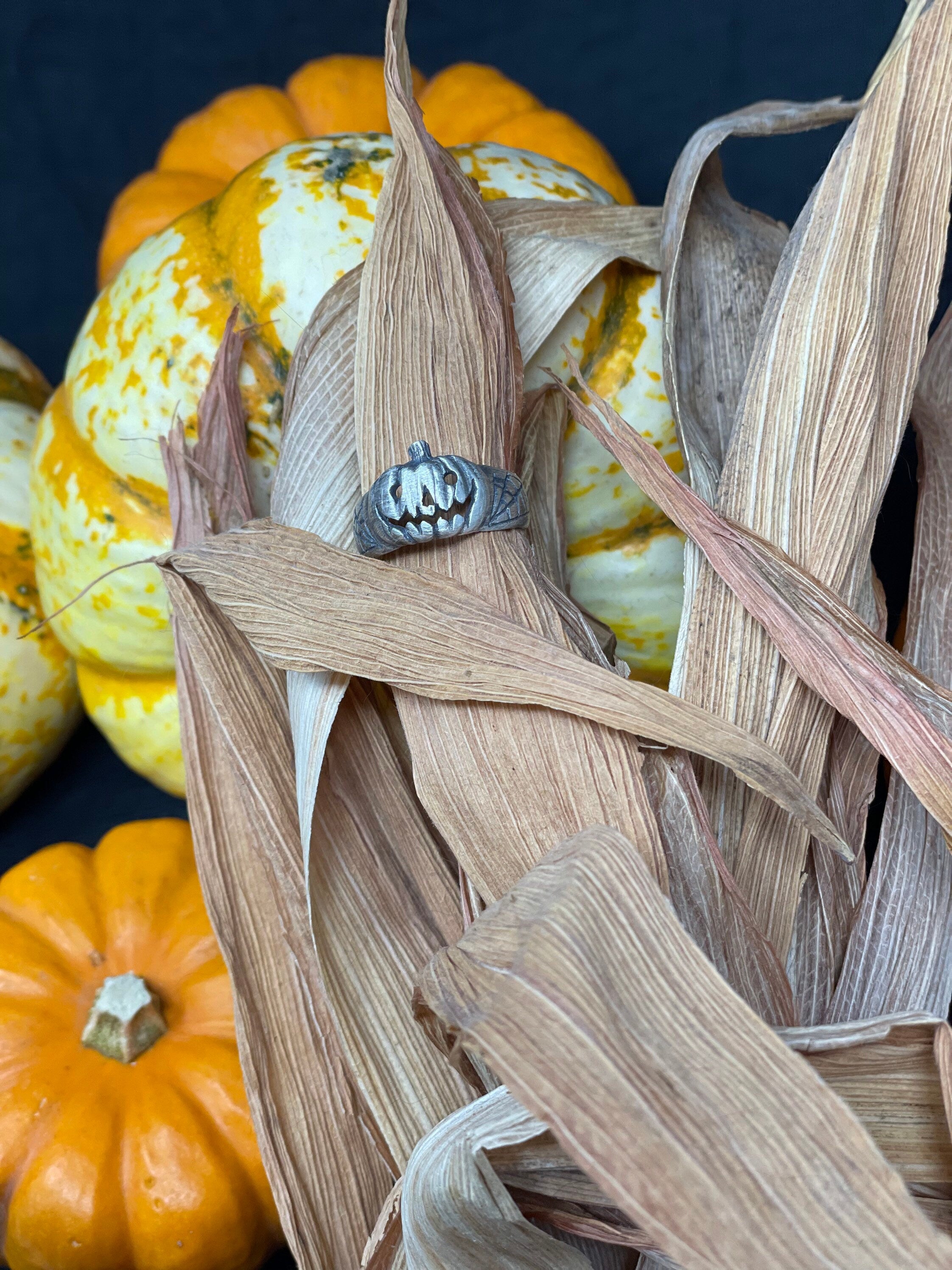 Classic Jack-O Pumpkin Ring – Handcrafted Sterling Silver Halloween Jewelry