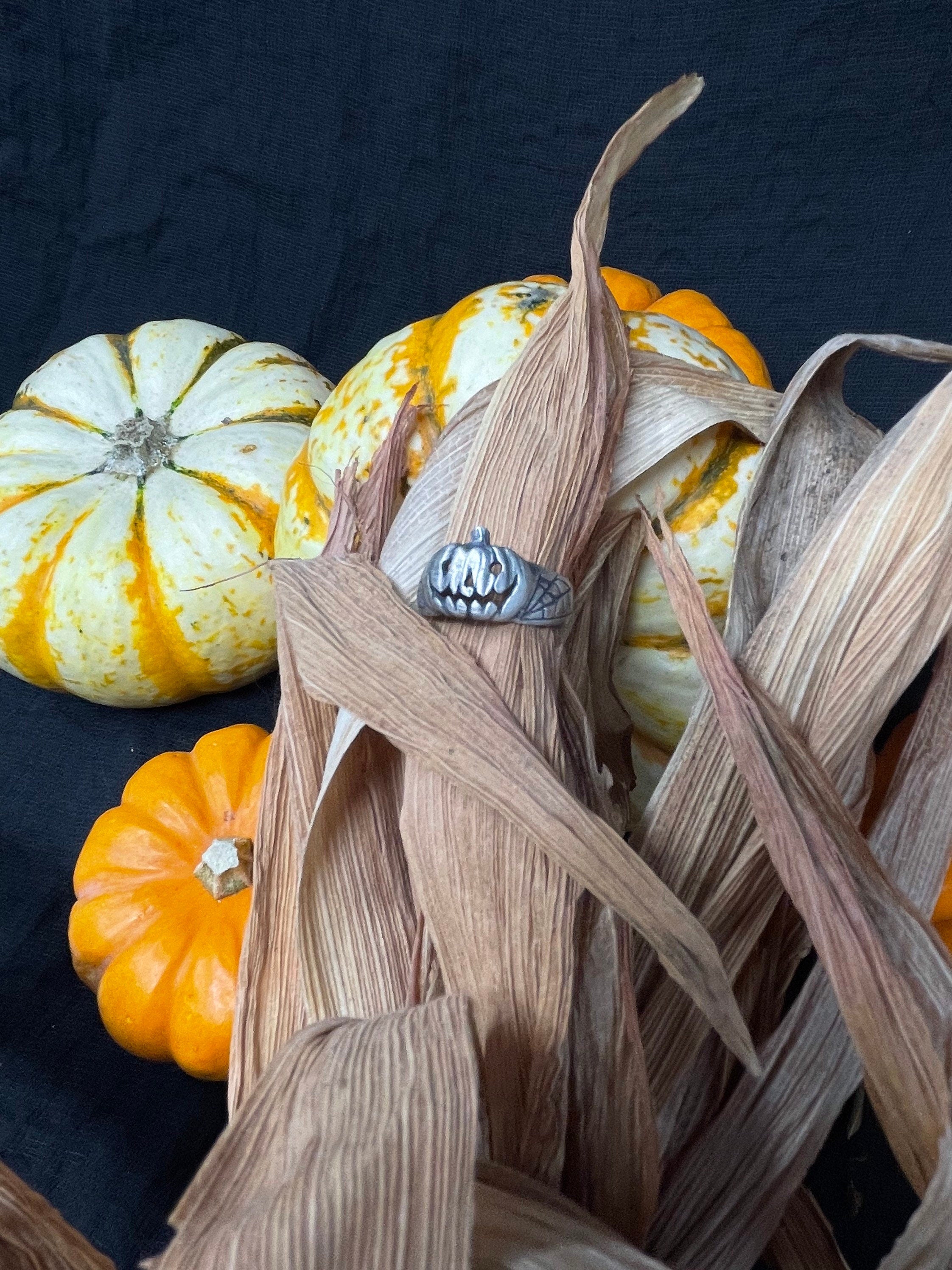 Classic Jack-O Pumpkin Ring – Handcrafted Sterling Silver Halloween Jewelry