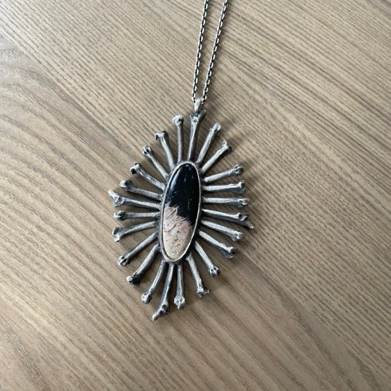 Halo of Bones Pendant Necklace or Ring - Petrified Palm Root - Made to Order