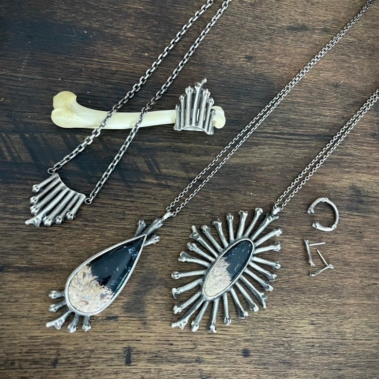 Bones mini Midi Silver Ring