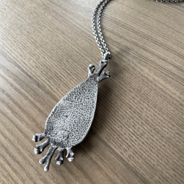 Sacred Bones Silver Pendant - Petrified Palm Root Necklace