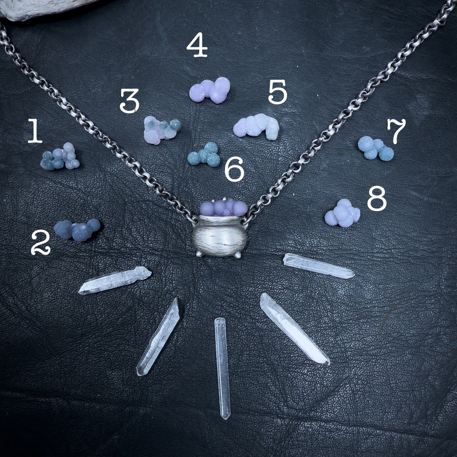 Bubbling Grape Agate Cauldron Necklace LIMITED  Witchy Pendant