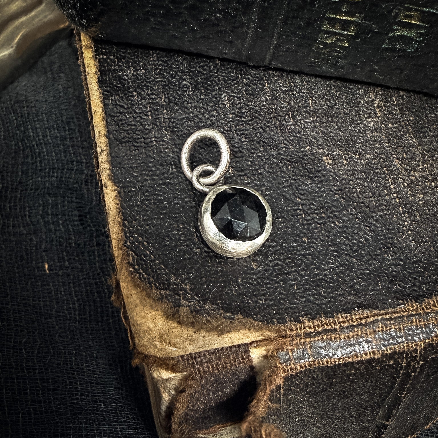 Black Spinel Charm | Round Rose Cut Black Spinel