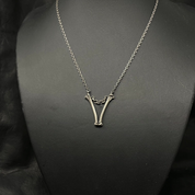 Bones and Chain small V Pendant necklace - Ready to Ship