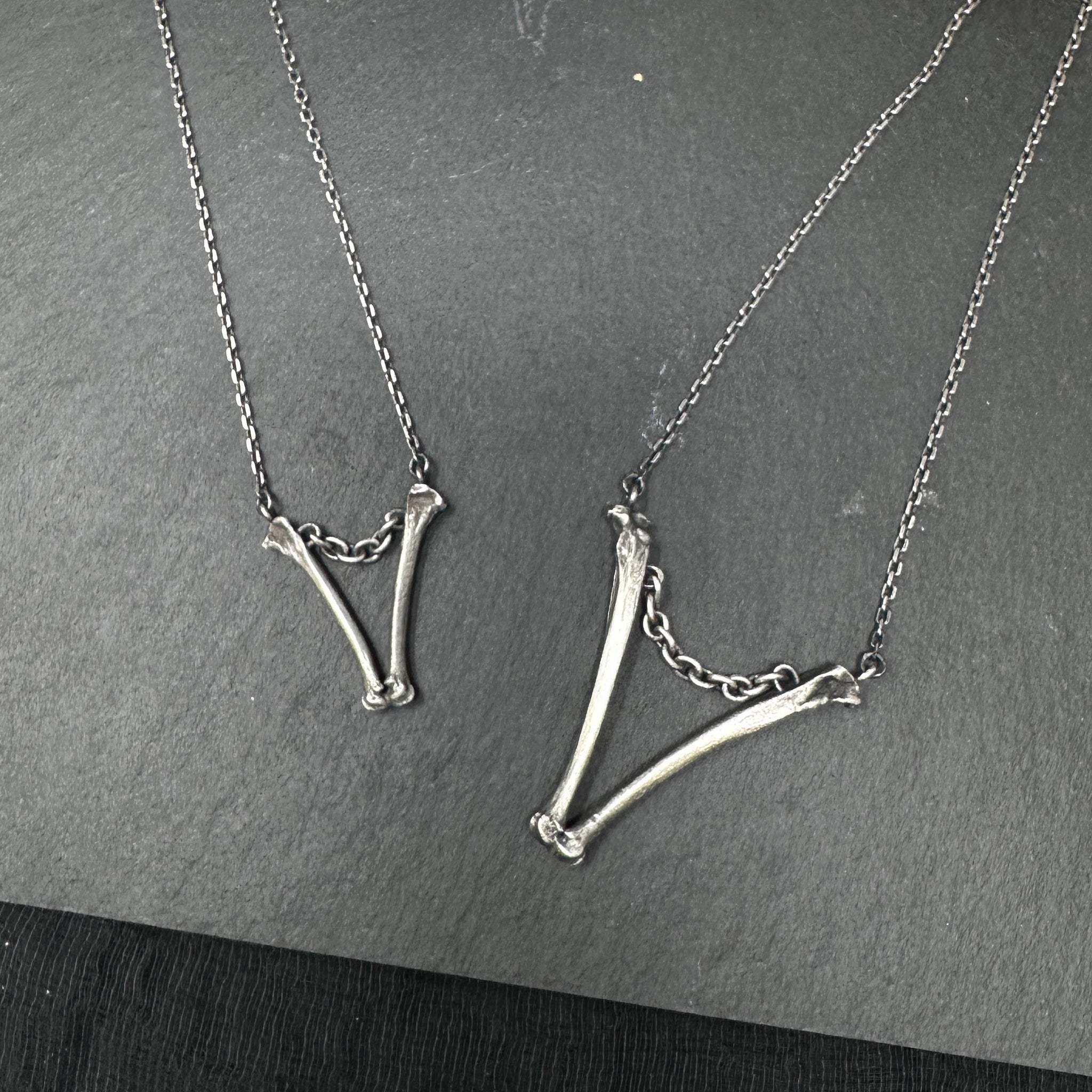 Bones and Chain small V Pendant