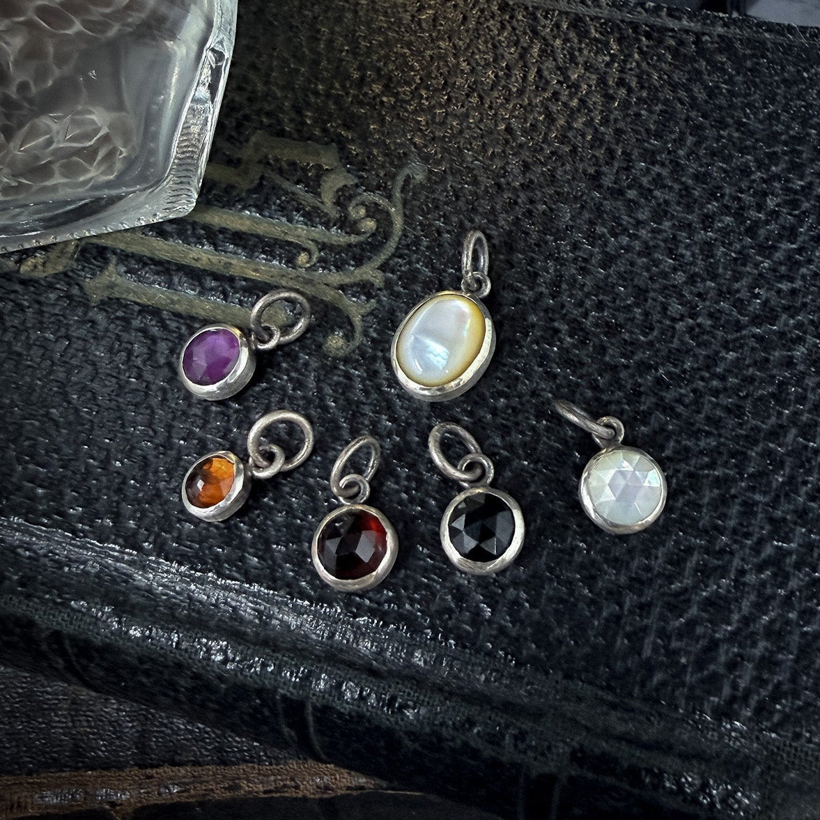 Hessonite Garnet Charm | Round Rose Cut Orange Garnet