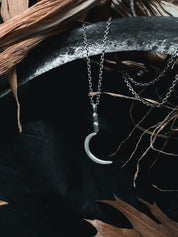 Sombre Moisson Sickle Pendant LIMITED Pre Orders - Silver Witchy Fall Harvest Necklace