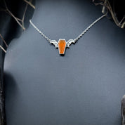 Night Creature Orange Chalcedony Coffin Gemstone Pendant - UNIQUE