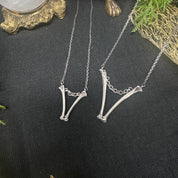 Bones and Chain small V Pendant necklace - Ready to Ship