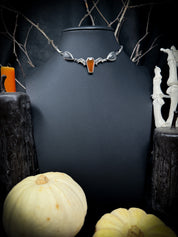 Night Creature Choker Necklace UNIQUE - Orange Chalcedony coffin