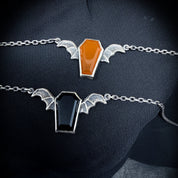 Night Creature Orange Chalcedony Coffin Gemstone Pendant - UNIQUE
