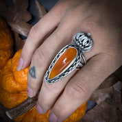 Pumpkin King Orange Chalcedony Ring sz 7.5